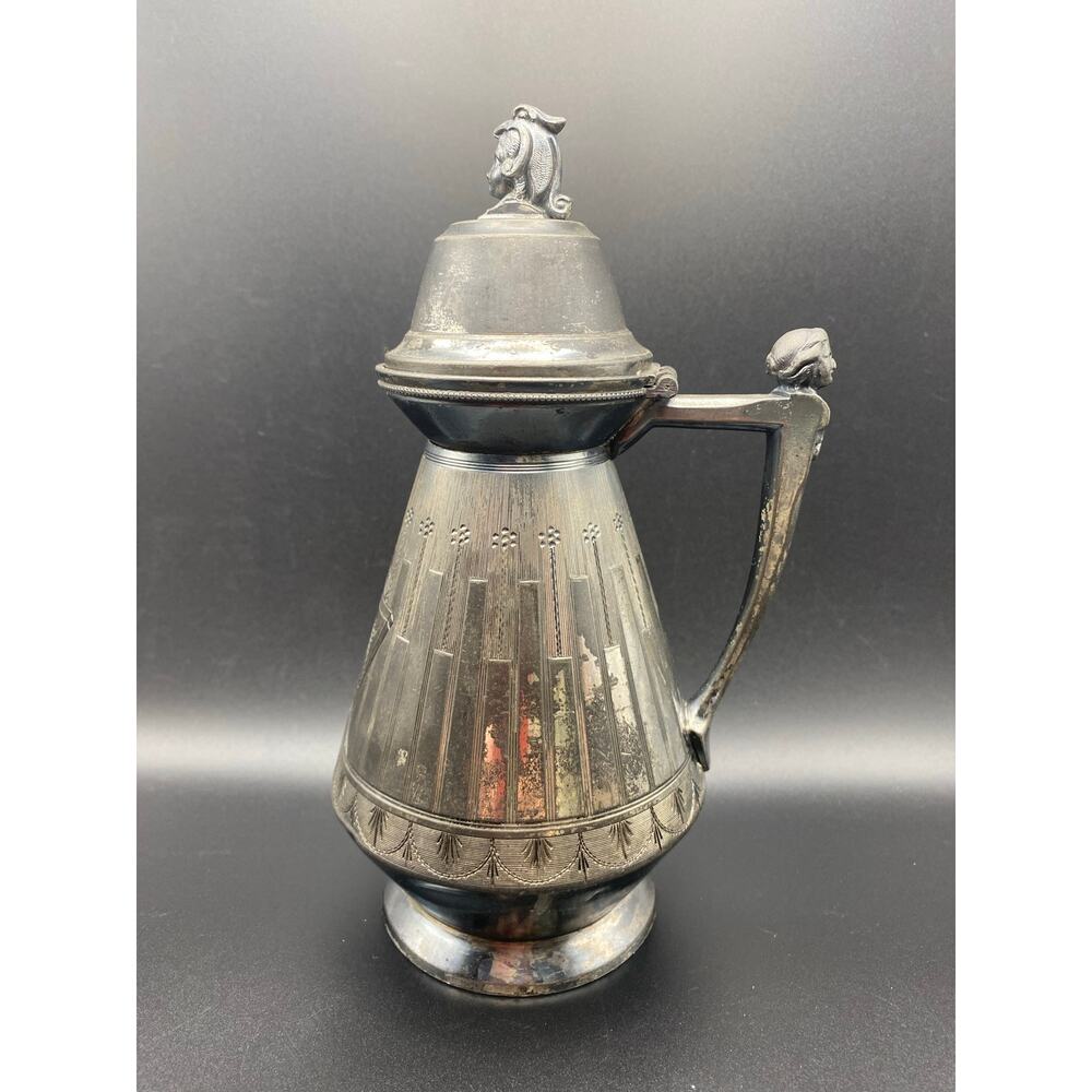 Antique Redfield & Rice Silver-Plated Figural Syrup Pitcher patented 1865